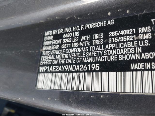 2022 PORSCHE CAYENNE E-HYBRID WP1AE2AY9NDA26195 Photo 8