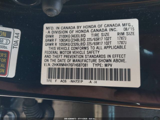 2015 HONDA CR-V 2HKRM4H76FH687081 Photo 8