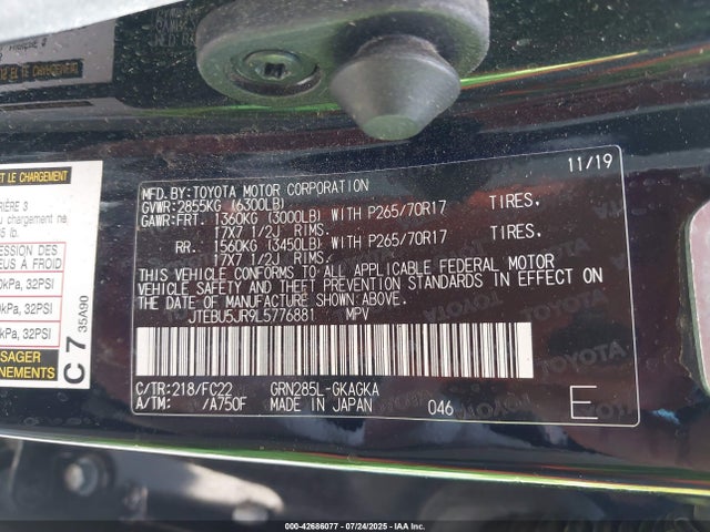 JTEBU5JR9L5776881 Toyota 1gr-fe