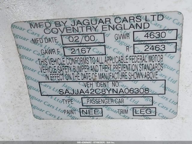 2000 JAGUAR XK8 SAJJA42C8YNA06308 Photo 8