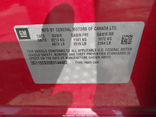 Chevrolet lfx 2014 2G1155S35E9144482 Image 9