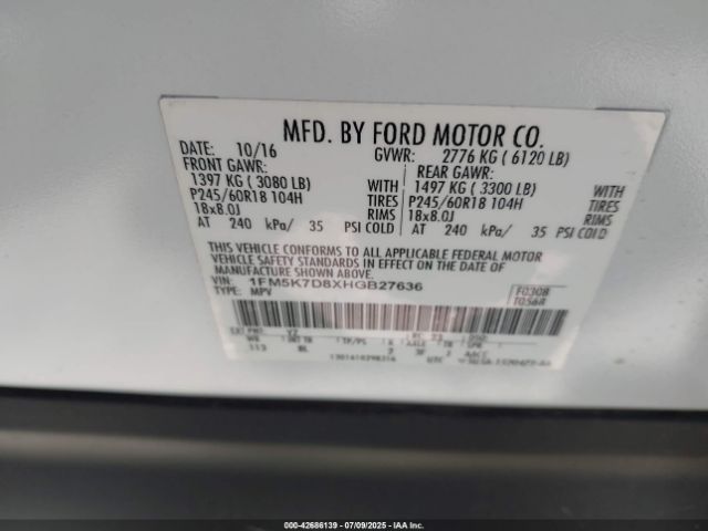 2017 FORD EXPLORER 1FM5K7D8XHGB27636 Photo 8