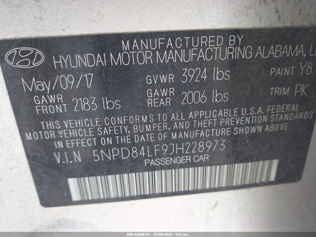 Hyundai mpi nu 2018 5NPD84LF9JH228973 Image 9