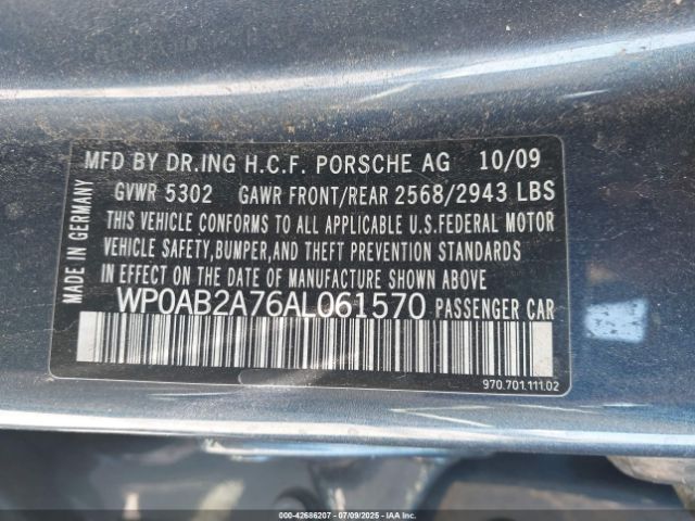 2010 PORSCHE PANAMERA WP0AB2A76AL061570 Photo 8