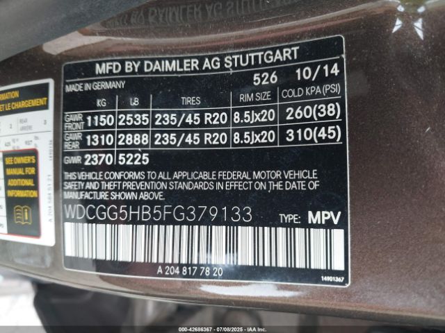 2015 MERCEDES-BENZ GLK 350 WDCGG5HB5FG379133 Photo 8