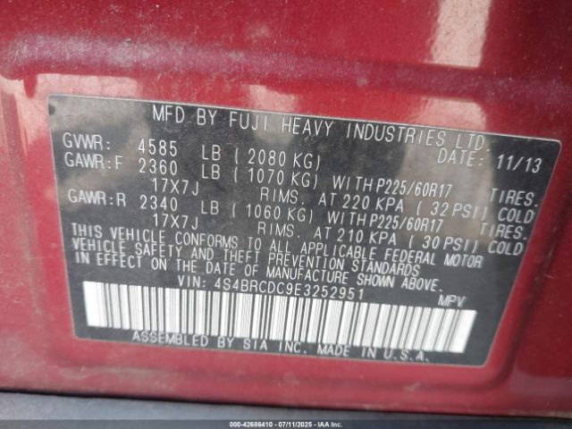 2014 SUBARU OUTBACK 4S4BRCDC9E3252951 Photo 8