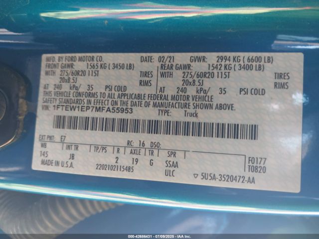 2021 FORD F-150 1FTEW1EP7MFA55953 Photo 8
