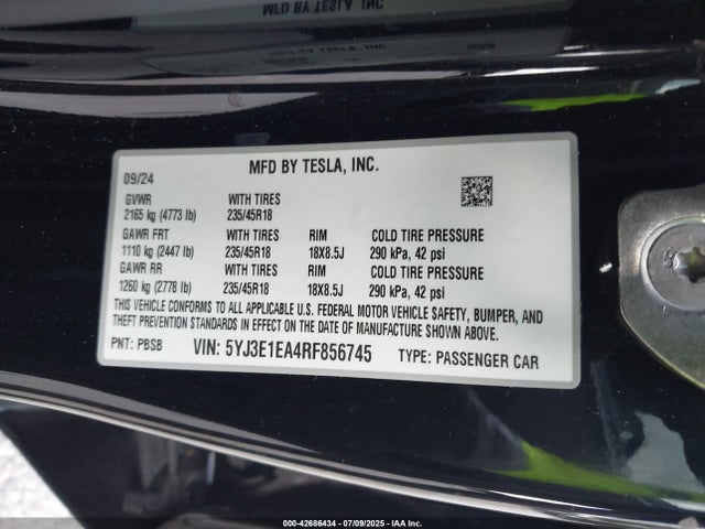 2024 TESLA MODEL 3 5YJ3E1EA4RF856745 Photo 8