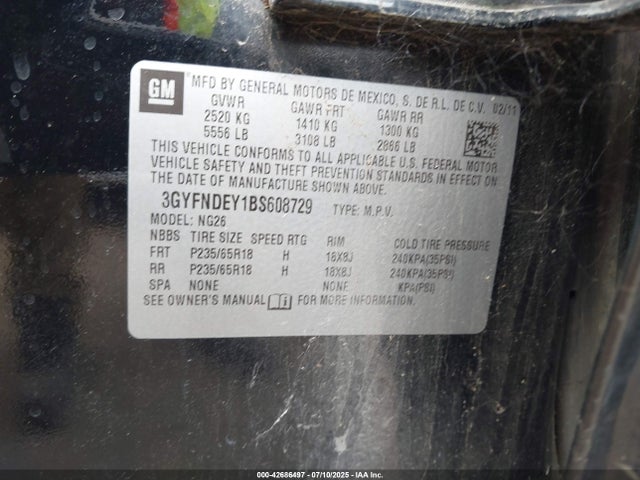 2011 CADILLAC SRX 3GYFNDEY1BS608729 Photo 8