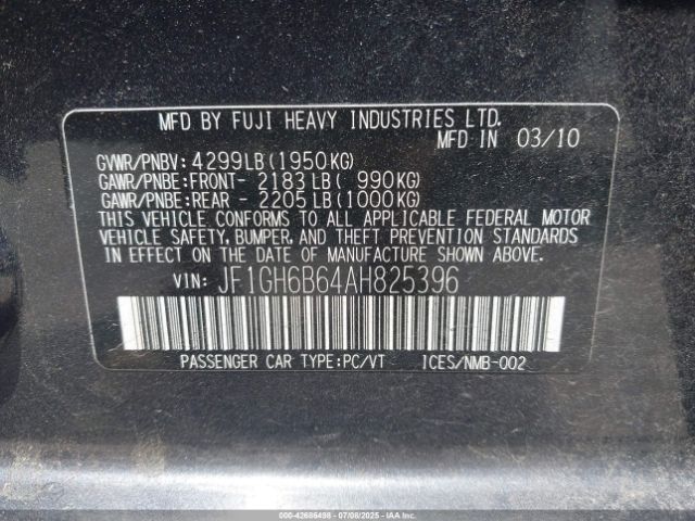 2010 SUBARU IMPREZA JF1GH6B64AH825396 Photo 8