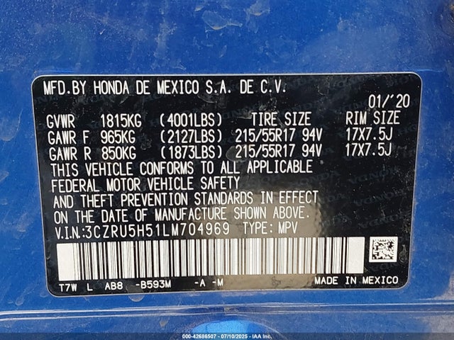 3CZRU5H51LM704969 Honda r18z9