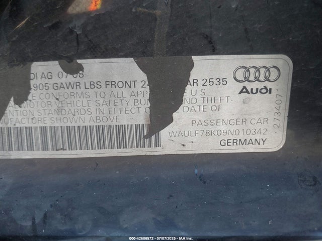 2009 AUDI A4 WAULF78K09N010342 Photo 8