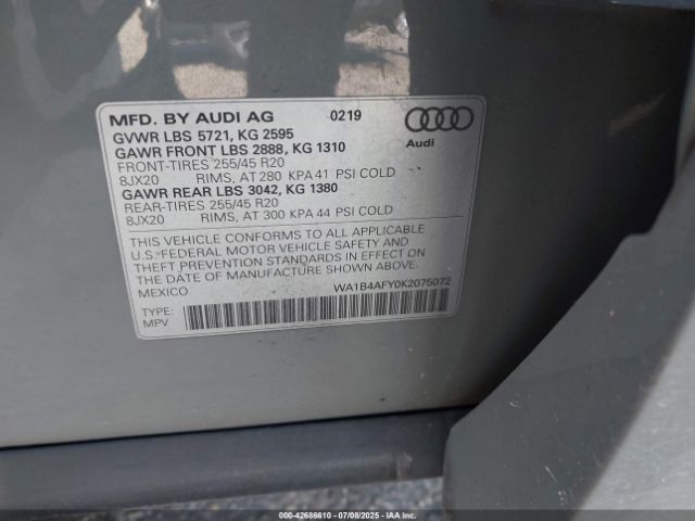 2019 AUDI SQ5 WA1B4AFY0K2075072 Photo 8