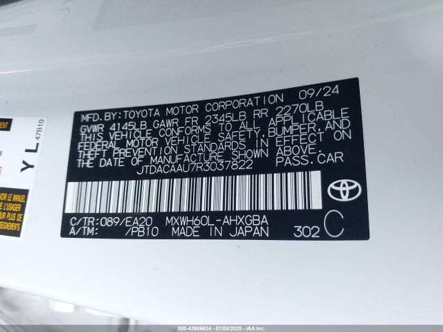 JTDACAAU7R3037822 Toyota m20a-fxs