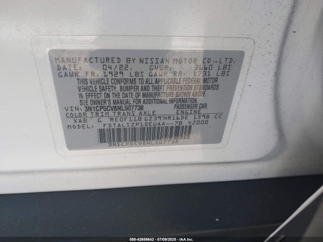 3N1CP5CV8NL507738 Nissan 2022