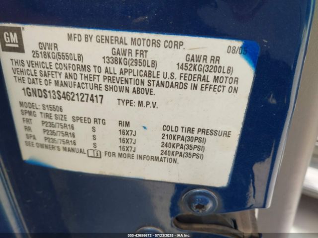 2006 CHEVROLET TRAILBLAZER 1GNDS13S462127417 Photo 8