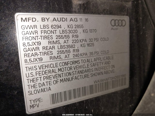 2017 AUDI Q7 WA1AHAF73HD037680 Photo 8