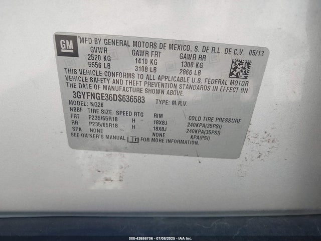 2013 CADILLAC SRX 3GYFNGE36DS636583 Photo 8