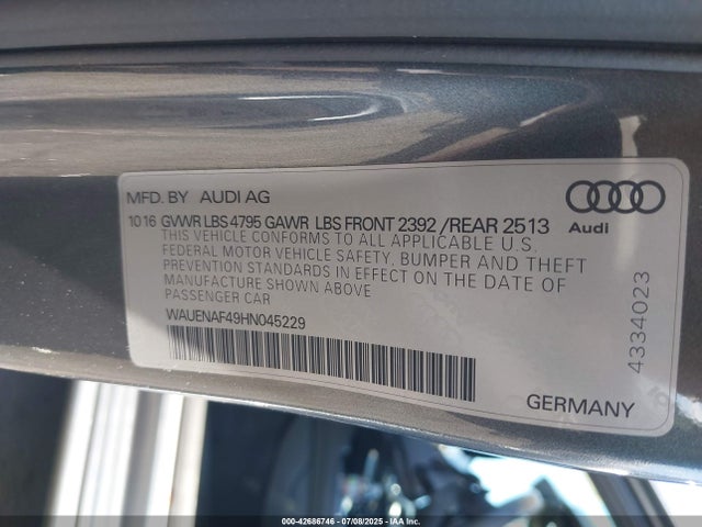 WAUENAF49HN045229 Audi 2017