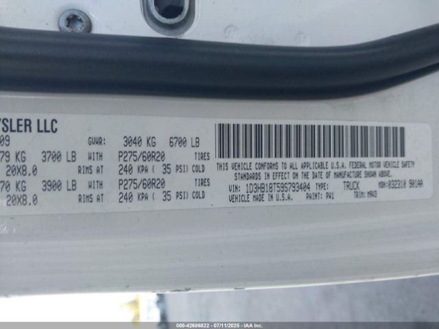 2009 DODGE RAM 1500 1D3HB18T59S793404 Photo 8