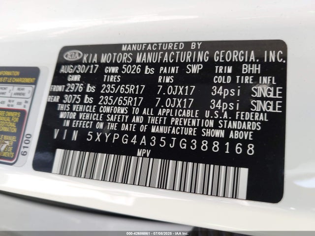 5XYPG4A35JG388168 KIA gdi theta-ii