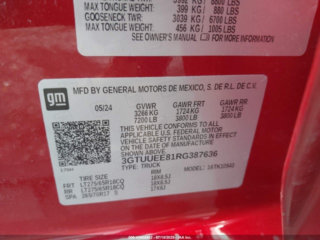 3GTUUEE81RG387636 GMC lz0