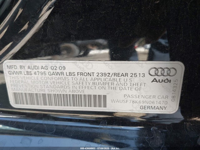 2009 AUDI A4 WAUSF78K69N061470 Photo 8