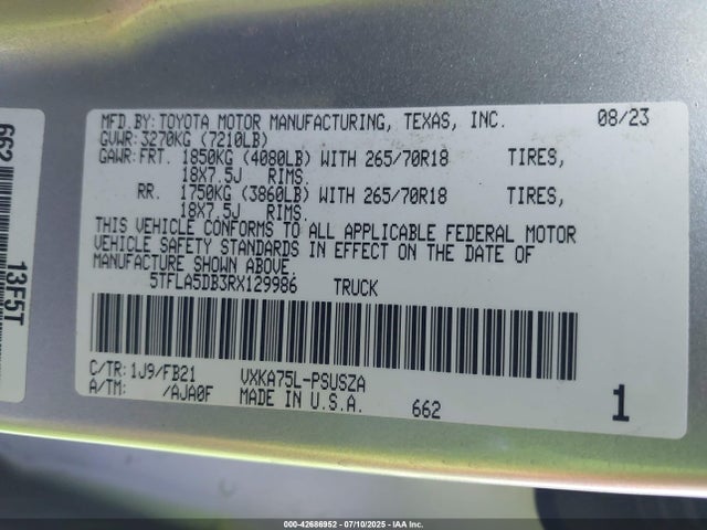 Toyota Tundra Sr5 4wd 2024 5TFLA5DB3RX129986 Image 26