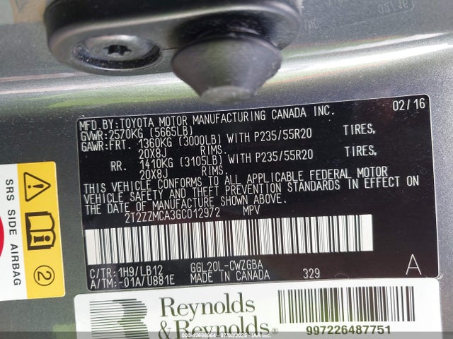 Lexus 2016 2016 2T2ZZMCA3GC012972 Image 9