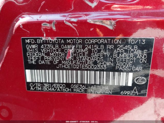2014 LEXUS IS 350 JTHCE1D21E5002333 Photo 8