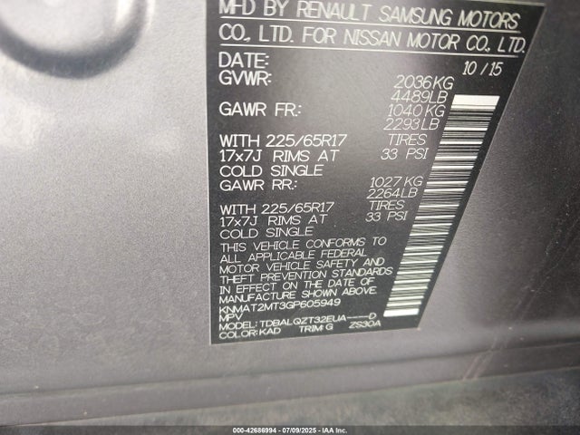 Nissan 2016 2016 KNMAT2MT3GP605949 Image 9