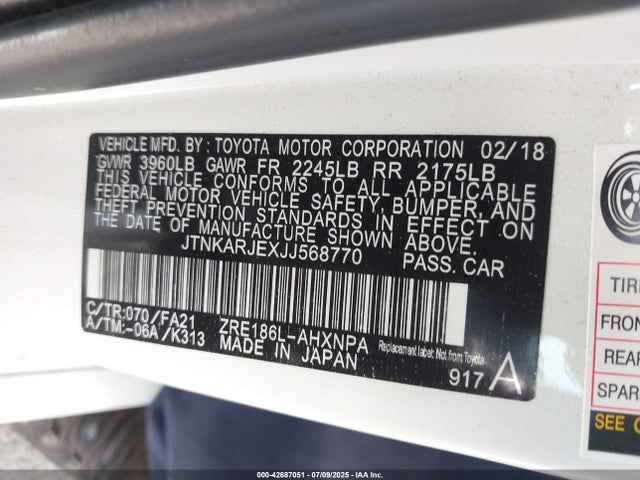 JTNKARJEXJJ568770 Toyota 2zr-fae