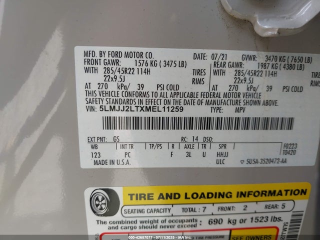 5LMJJ2LTXMEL11259 Lincoln 3.5l gtdi