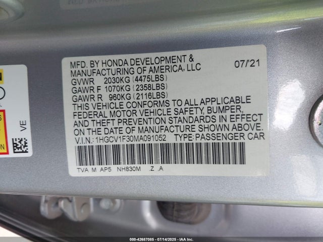 Honda l15be 2021 1HGCV1F30MA091052 Image 18