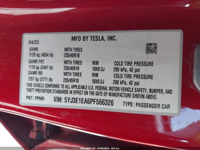2023 TESLA MODEL 3 5YJ3E1EA6PF566326 Photo 8