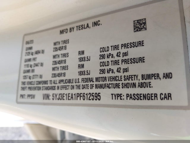 2023 TESLA MODEL 3 5YJ3E1EA1PF612595 Photo 8
