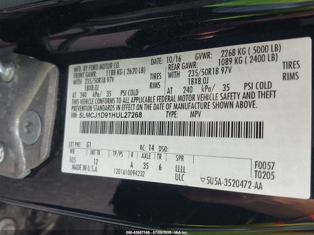 Lincoln 2.0l ecoboost 2017 5LMCJ1D91HUL27268 Image 25