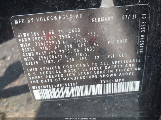 WVGTMPE21MP056395 Volkswagen 2021