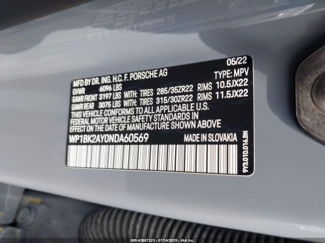 2022 PORSCHE CAYENNE COUPE WP1BK2AY0NDA60569 Photo 8