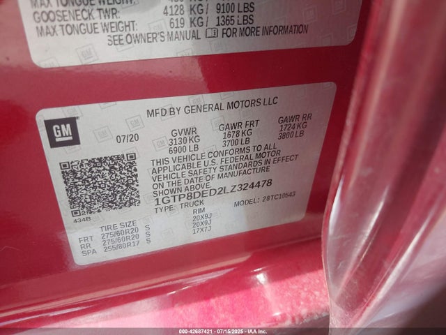 1GTP8DED2LZ324478 GMC l84 - di, dfm, alum, gen 5, var 2