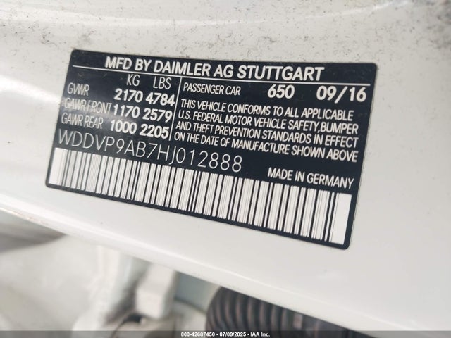 Mercedes-Benz 2017 2017 WDDVP9AB7HJ012888 Image 9