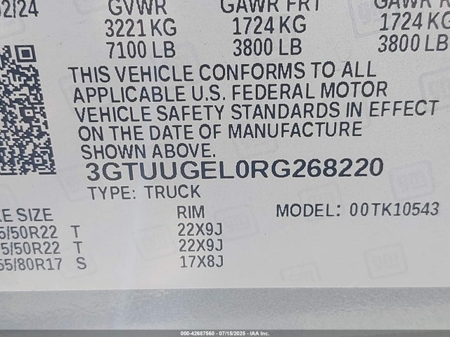 3GTUUGEL0RG268220 GMC l87