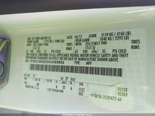 2017 FORD ESCAPE 1FMCU9GD2HUD85852 Photo 8