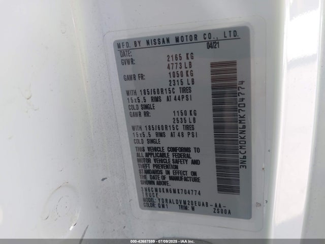 3N6CM0KN6MK704774 Nissan 2021