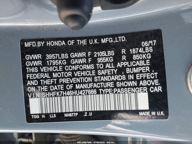 SHHFK7H46HU427666 Honda l15ba