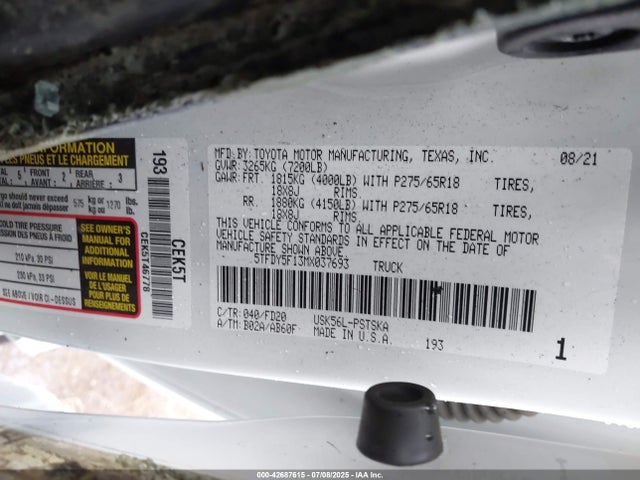 Toyota 3ur-fe 2021 5TFDY5F13MX037693 Image 9