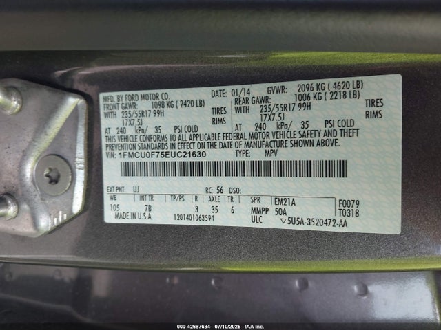 Ford 2014 2014 1FMCU0F75EUC21630 Image 9