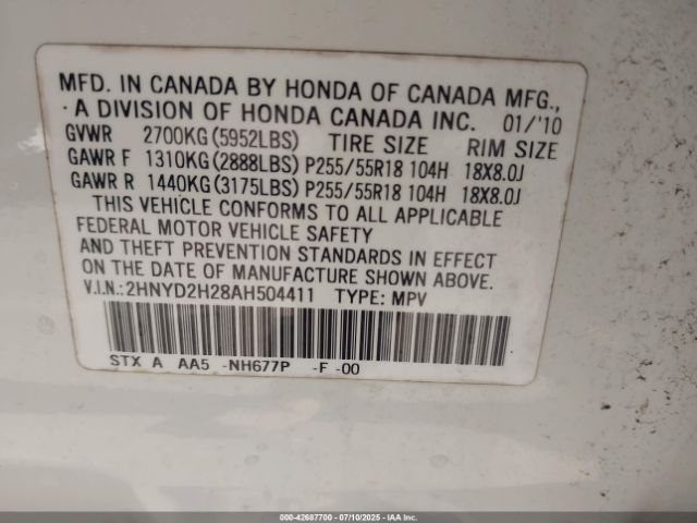 2010 ACURA MDX 2HNYD2H28AH504411 Photo 8