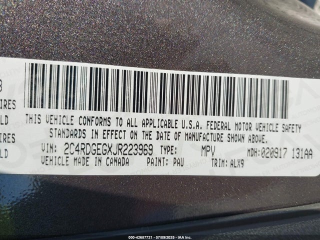 2C4RDGEGXJR223969 Dodge 2018