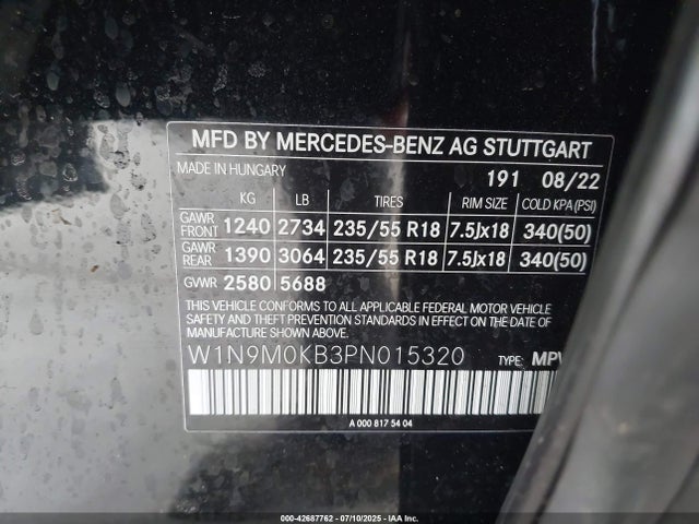W1N9M0KB3PN015320 Mercedes-Benz 2023